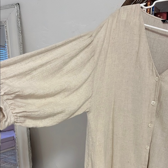 Zara oversized cotton linen button down - Picture 4 of 8